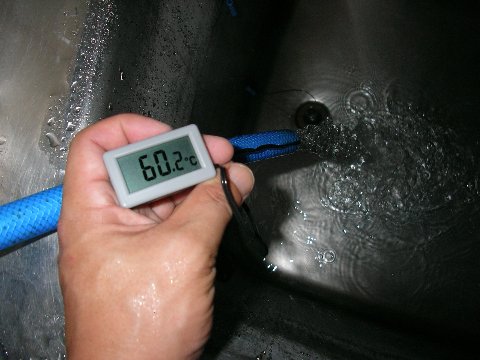 手作り温水器のお湯の温度