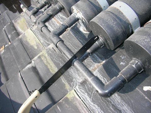 塩ビ 自作太陽熱温水器